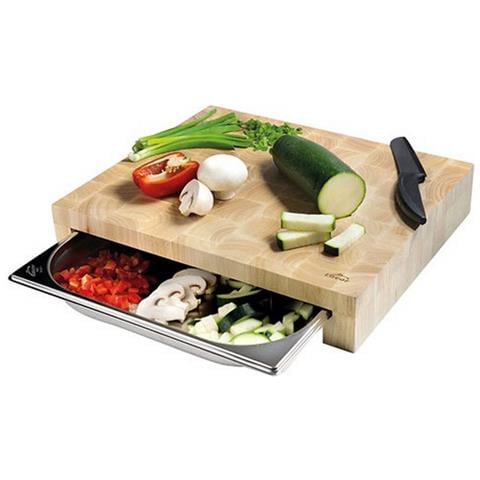 Tagliere In Legno 41,5 X 34 Cm + Vassoio In Acciaio Inox - 60592 - Foto 2