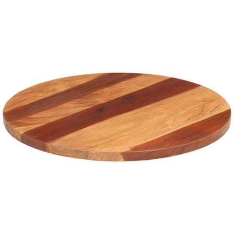 Piano Tavolo in Legno Massello di Acacia Rotondo 25-27 mm 60 cm - Foto 2