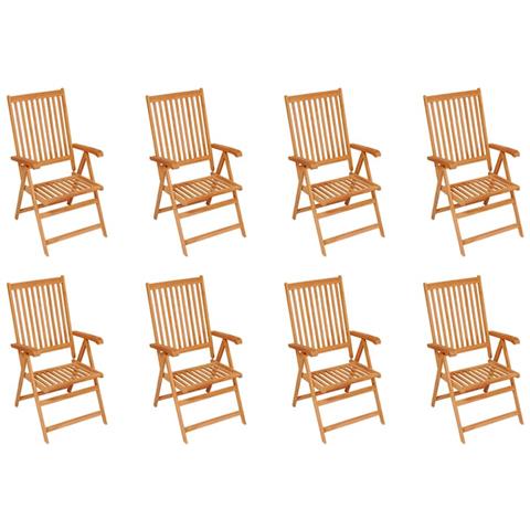 Sedie Reclinabili da Giardino 8 pz in Legno Massello di Teak - Foto 1