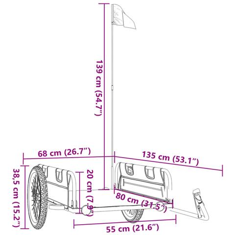 Rimorchio Per Bici Da Carico Blu In Tessuto Oxford E Ferro - Foto 10