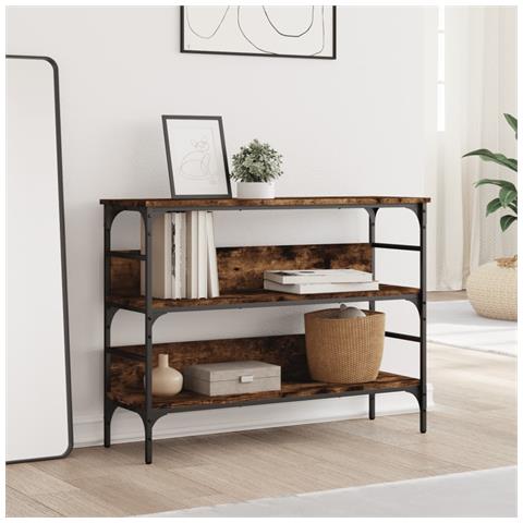 Tavolo Consolle Rovere Fumo 100x32x75 Cm Legno Multistrato - Foto 3