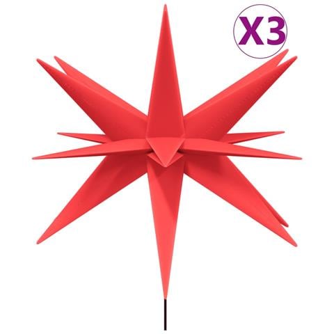 Luci Stella Moravia Con Picchi Led 3pz Pieghevoli Rosse 57 Cm - Foto 1