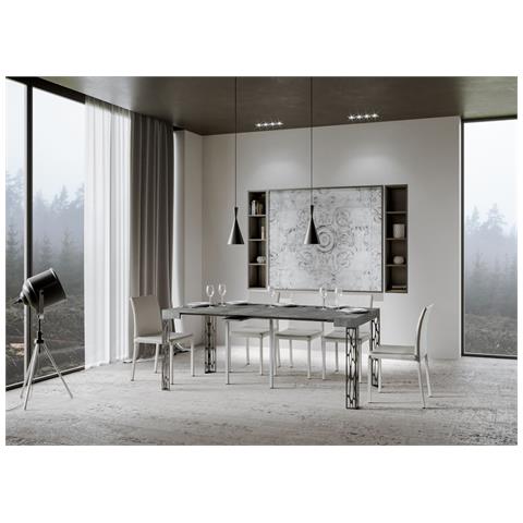 Consolle Allungabile 90x40/300 Cm Ghibli Telaio Antracite - Cemento - Foto 2