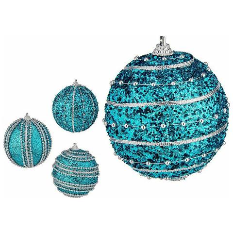 Set Di Palline Di Natale Con Rilievo Ø 8 Cm Azzurro Pvc (12 Unità) - Foto 2