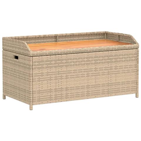 Panca Portaoggetti Beige Misto 100x50x52 Cm Polyrattan E Acacia - Foto 2