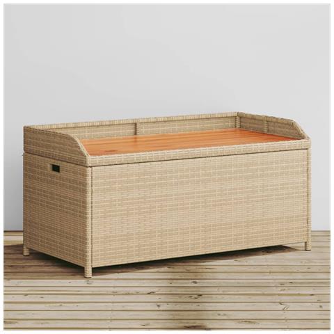 Panca Portaoggetti Beige Misto 100x50x52 Cm Polyrattan E Acacia - Foto 1