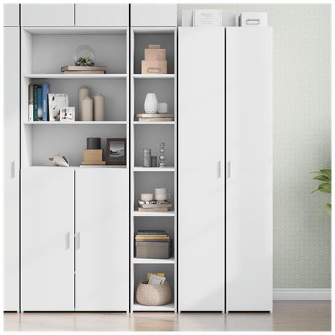 Credenza Bianca 30x41x185 Cm In Legno Multistrato - Foto 1