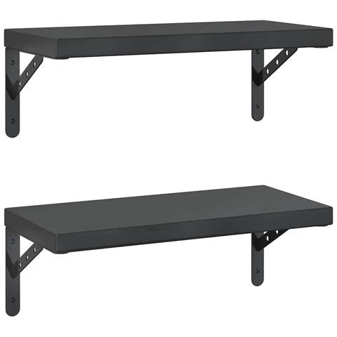 Mensole A Muro 2 Pz 50x23,5 Cm Nero In Acciaio Inossidabile - Foto 1