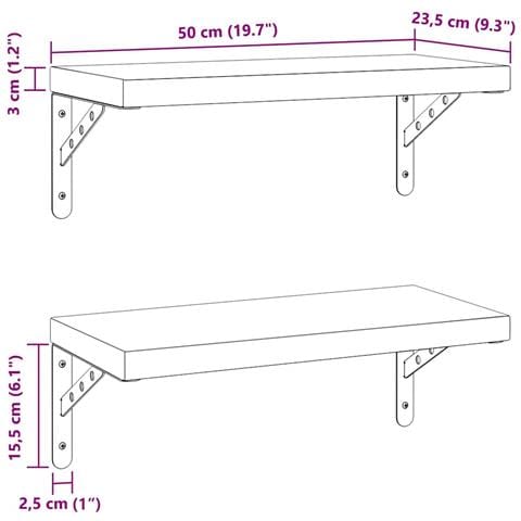 Mensole A Muro 2 Pz 50x23,5 Cm Nero In Acciaio Inossidabile - Foto 9