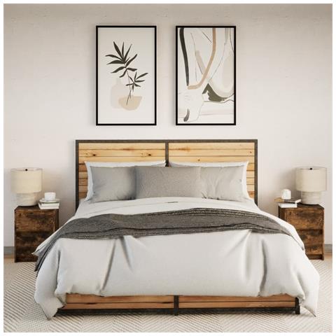 Comodini Con Luci Led 2pz Rovere Fumo In Legno Multistrato - Foto 10