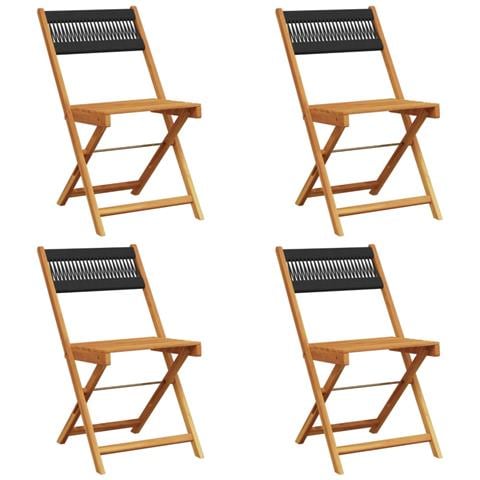 Sedie Da Giardino Pieghevoli 4pz Nere Legno Massello Di Acacia - Foto 2