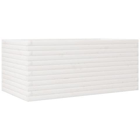 Fioriera Da Giardino Bianca 110x60x46 Cm Legno Massello Di Pino - Foto 2