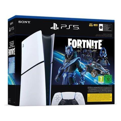 PS5 Console 1TB Digital Slim White Cobalt Star Fortnite Bundle ITA - Foto 1