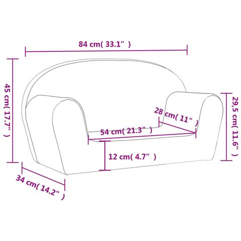 Divano per Bambini a 2 Posti Grigio Chiaro in Morbido Peluche - Foto 8