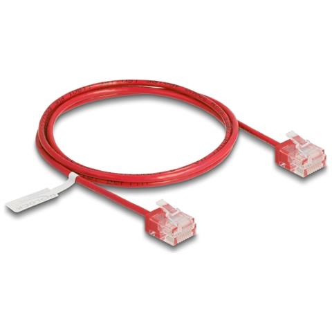 Cavo di rete RJ45 Cat. 6 UTP Ultra Slim 1 m rosso con connettori corti - Foto 1