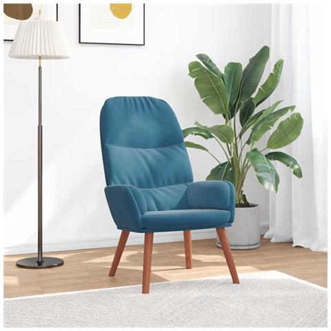 Poltrona Relax Blu in Velluto - Foto 1