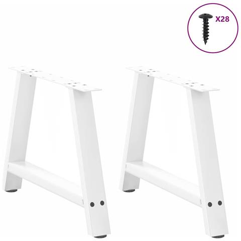 Gambe Tavolino Da Caffè A A 2 Pz Bianco 70x(42-43) Cm Acciaio - Foto 3