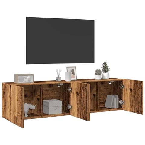 Mobili Tv A Parete 2pz Legno Antico 80x30x41 Cm - Foto 3