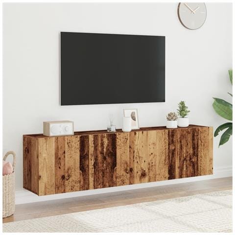 Mobili Tv A Parete 2pz Legno Antico 80x30x41 Cm - Foto 1