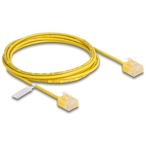 Cavo di rete RJ45 Cat. 6 UTP Ultra Slim 2 m giallo con connettori corti - Foto 1