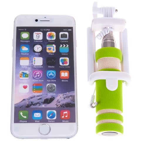 Mini Selfie Stick Con Impugnatura Antiscivolo 4x3x14 Cm. Colore Verde - Foto 4