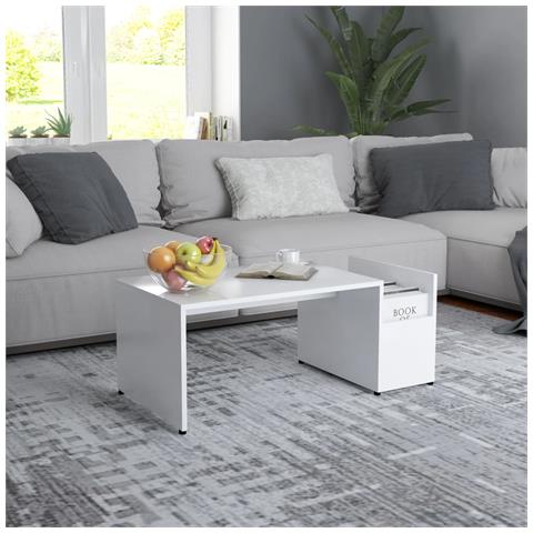 Lusso Casadino - Tavolino Da Salotto Bianco 90x45x35 Cm In Legno Multistrato - Foto 6