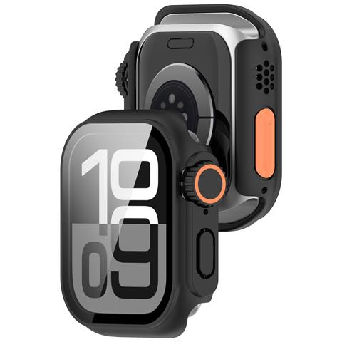 Custodia Protettiva Per Apple Watch - Pc Rigido E Vetro Temperato Black 46 Mm - Foto 2