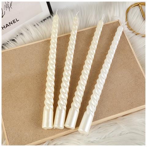 Candele Affusolate Eleganti - Set Di 4, Candele Decorative Da 25 Cm White - Foto 2