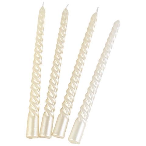 Candele Affusolate Eleganti - Set Di 4, Candele Decorative Da 25 Cm White - Foto 1