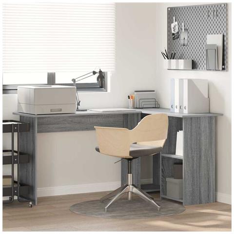 Scrivania Grigia Grigia Sonoma MDF Media Magazzino Scrivania - Foto 2