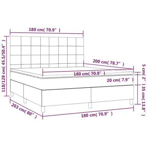 Letto a Molle con Materasso e LED Blu Scuro 180x200 cm - Foto 8