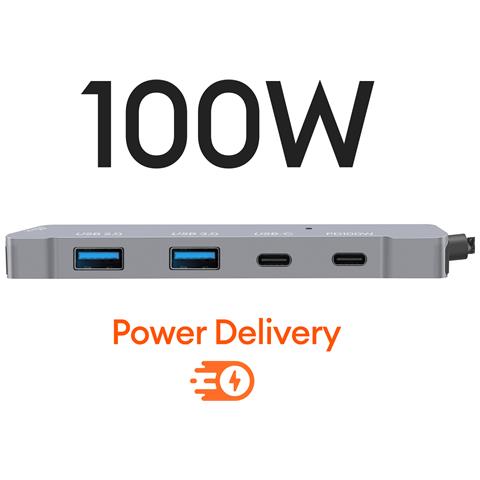 Hub Usb-c Multiporta 5-in-1 Hdmi 4k 60hz Usb E Carica Pd 100w, Grigio - Foto 2