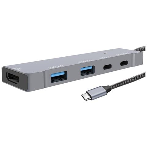 Hub Usb-c Multiporta 5-in-1 Hdmi 4k 60hz Usb E Carica Pd 100w, Grigio - Foto 4