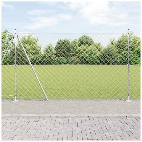 Recinzione in Rete Metallica con 7 Posti Flangiati 1.4x10 m Acciaio Galvanizzato - Foto 2