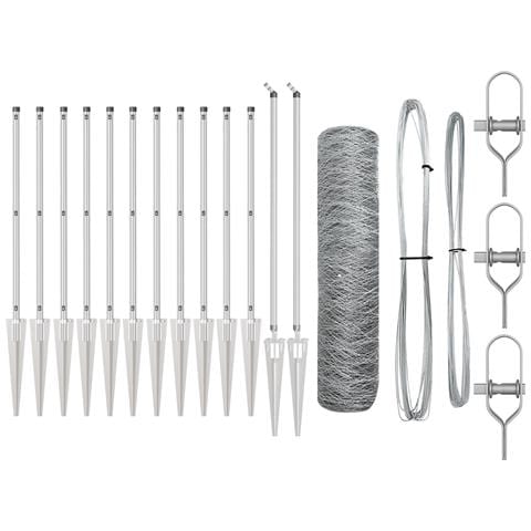 Recinzione Esagonale  0.5x10 m Acciaio Zincato, Pali di Recinzione  con Punta 7 pz Ø32 mm 80 cm Acciaio Zincato - Foto 1