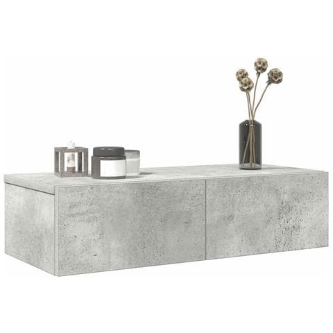 Scaffale a Parete con Cassetti Grigio 60x26,5x15 cm Truciolato - Foto 2
