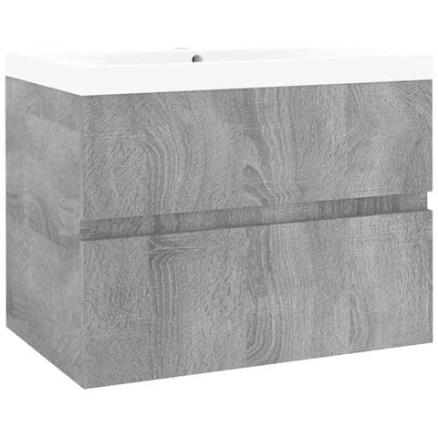 Mobile Bagno e Lavabo Integrato Grigio Sonoma Legno Multistrato - Foto 1