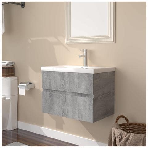 Mobile Bagno e Lavabo Integrato Grigio Sonoma Legno Multistrato - Foto 2