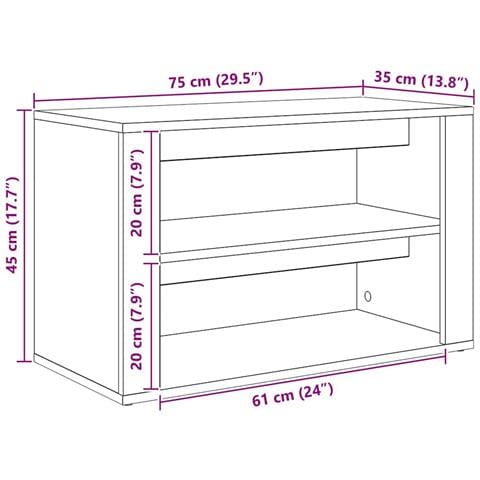 Scarpiera rovere artigianale 75 x 35 x 45 cm Legno multistrato - Foto 9