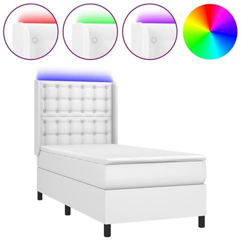 Giroletto Molle con Materasso e LED Bianco 80x200 cm Similpelle - Foto 1