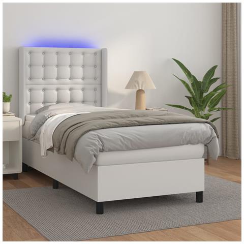 Giroletto Molle con Materasso e LED Bianco 80x200 cm Similpelle - Foto 2