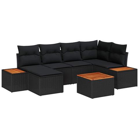 Set Divano da Giardino 7 pcs Nero 264 x 154 x 85 cm Poly Rattan - Foto 1