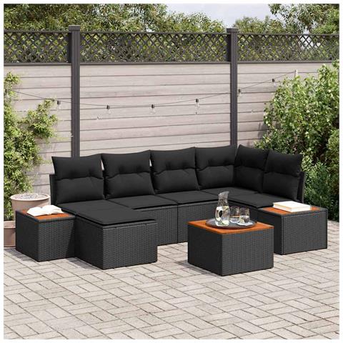 Set Divano da Giardino 7 pcs Nero 264 x 154 x 85 cm Poly Rattan - Foto 2