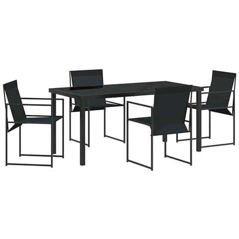 Set da Pranzo per Giardino 5 pcs Nero - Foto 1