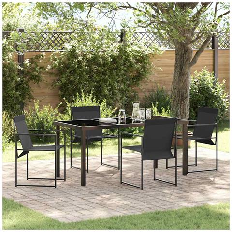 Set da Pranzo per Giardino 5 pcs Nero - Foto 2
