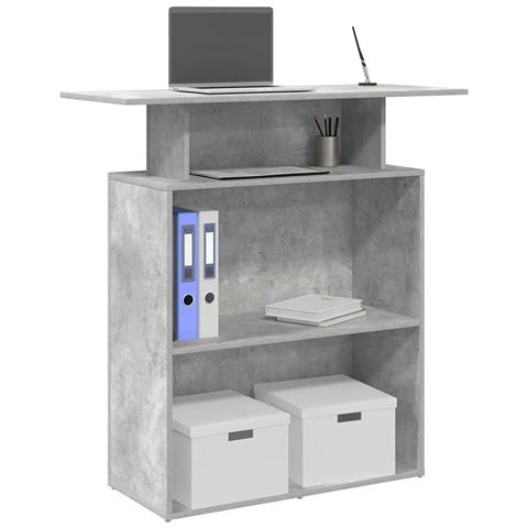 Banco Reception Grigio Cemento 100x40x104 cm Legno Multistrato - Foto 2