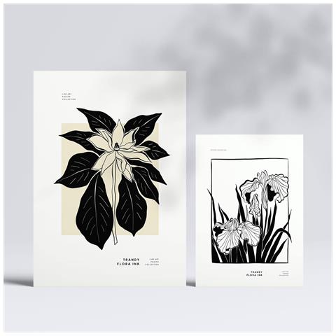 Set Di 6 Stampe Stampe Artistiche In Stile Schizzo Esotico Con Inchiostro Nero Per L'interior Design A3 & A4 Senza Cornice - Foto 2