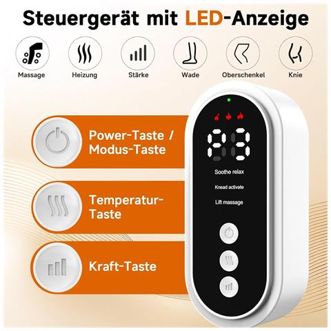 Massaggiatore Wireless Per Gambe - Compressione Ad Aria Per Piedi E Polpacci Con Calore E Pressione Regolabile Black - Foto 4