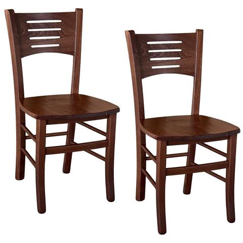 Set 2 Sedie Amelia In Legno Finitura Noce Scuro Con Seduta In Legno Massello - Foto 1