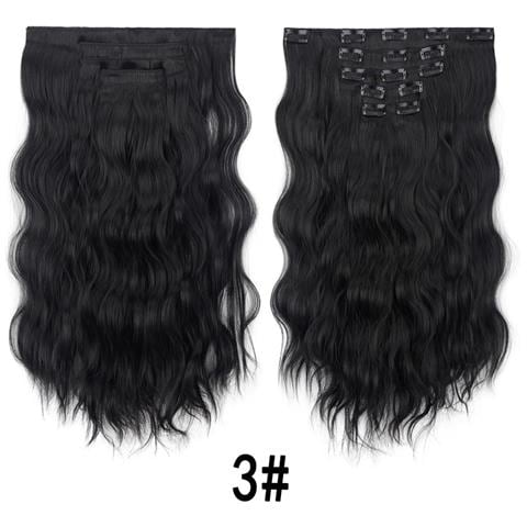 Extension Per Capelli Con Clip Lunghe Ondulate - Parrucca Nera In Fibra Ad Alta Temperatura - Foto 1